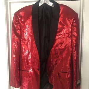 Men's PALLINI RED Metallic Slick Shinny Blazer